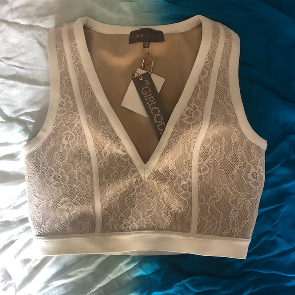 The girl code white lace crop top - NWT - 8 - Picture 1 of 4